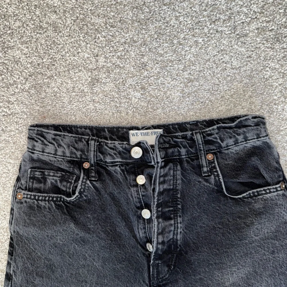 Free People Black Straight Leg Jeans with Button Fly - Picture 5 of 8